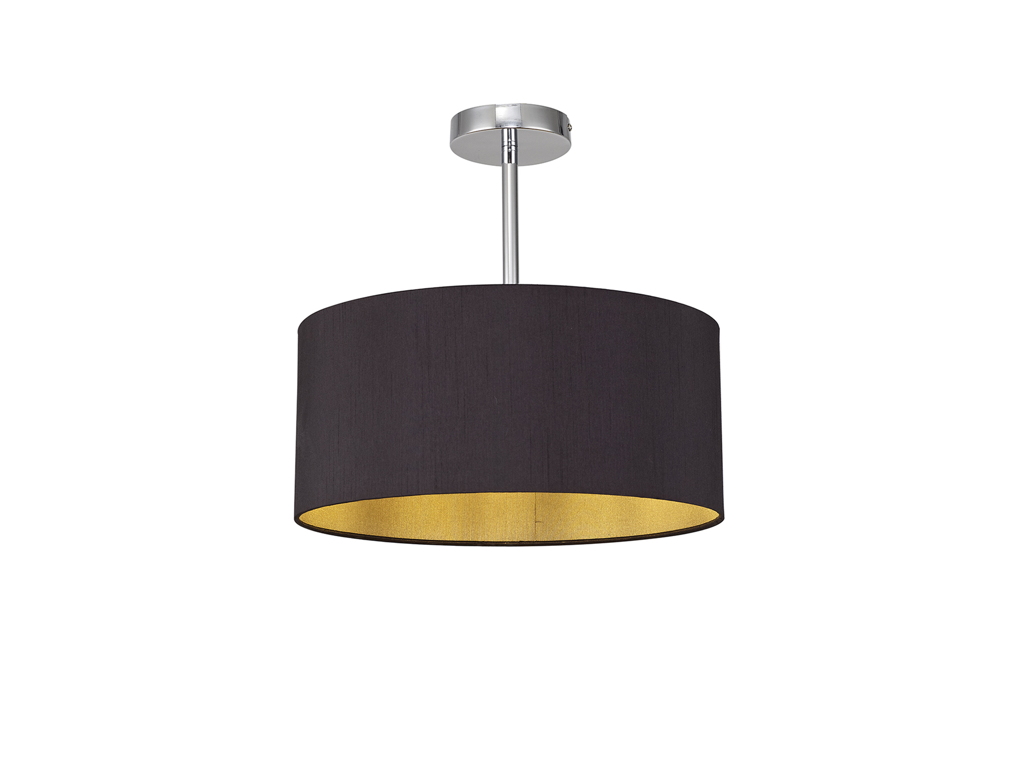 DK0091  Baymont 40cm Semi Flush 1 Light Polished Chrome, Midnight Black/Green Olive